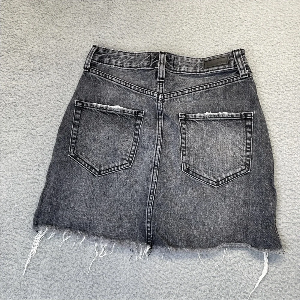Abercrombie & Fitch Mini Skirt Women 00R 24 Black Gray Denim Raw Hem Y2K Party